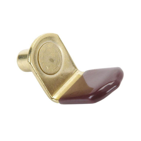 Glass Shelf Bracket Style Shelf Support - 1/4 Pin - Brass with Brown Sleeve - 25 Pack